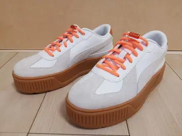 새상품급 PUMA Karmen T2 22.5cm 화이트 오렌지 고무 밑창