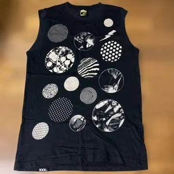 THEE HYSTERIC XXX 캔뱃지 패턴 슬리브리스 셔츠