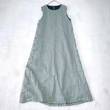 CLOCHE 크로셰 스트라이프 슬리브리스 원피스 M 그린그레이