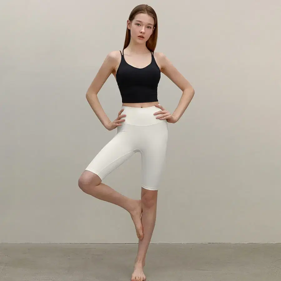 L 콘치 시그니처 5부 레깅스(코튼아이보리)