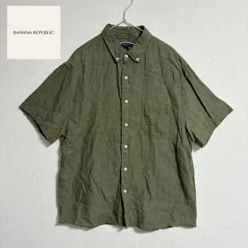 새상품급 BANANA REPUBLIC 100% 린넨 반팔 셔츠 카키 L