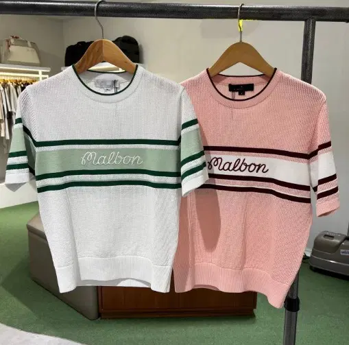 MALBON 말본 라운드 반팔 니트