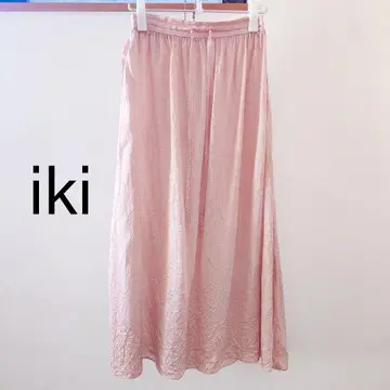 새상품급 iki 큐프라 주름 새틴 플레어 스커트 핑크
