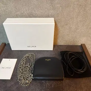 새상품급 BELPER 코인 케이스 체인 블랙 카우 가죽 지갑