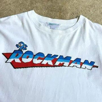 ROCKMAN 8BIT 록맨 도트 그래픽 T셔츠 화이트 L