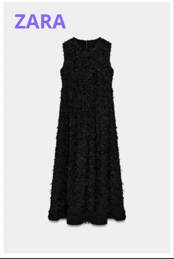 [새상품] ZARA 엠보싱 가공 원단 미디 원피스 M