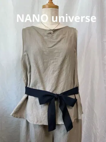 NANO universe 베이지 슬리브리스 팬츠 셋업 리본