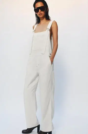 ZARA ZW COLLECTION 데님 점프수트 화이트