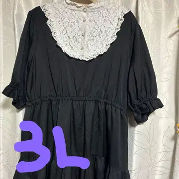 3L 아오키 미사코 시마무라 콜라보 요크 옷깃 원피스 블랙