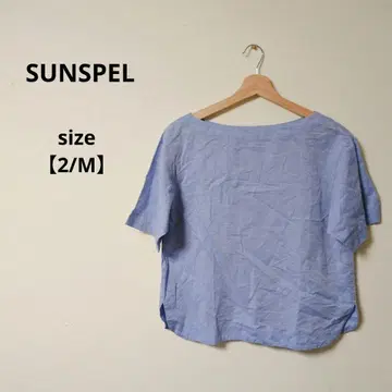 새상품급 SUNSPEL 여성용 반팔 린넨 혼방 상의 블루 [ 2/M ]