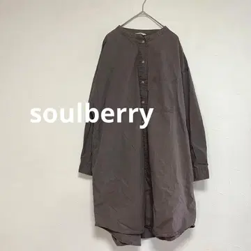 서울베리 밴드 카라 셔츠 원피스 롱 셔츠 브라운 M
