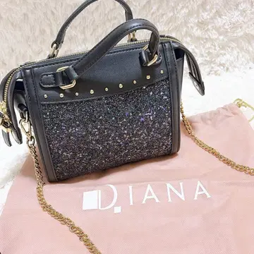 컨디션 최상 DIANA 다이애나 2way 미니 보스턴 백 글리터 라메 블랙
