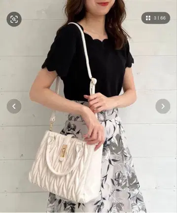 퀼팅 2way 숄더백 화이트