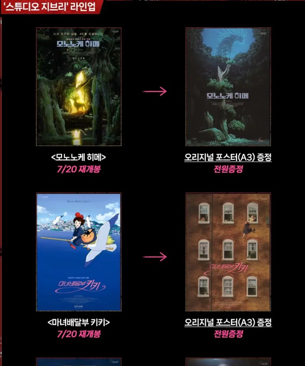 월간신촌 모노노케 히메 포스터+마녀배달부 키키(A3) 2종세트