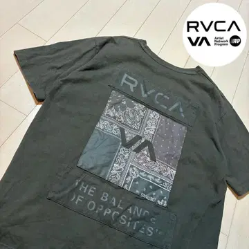 RVCA 루카 반다나 패턴 백 프린트 자수 로고 T셔츠 M 사이즈