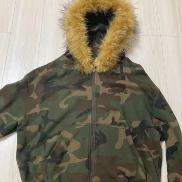 SUPPLIER 카모플라주 패턴 퍼 후드티 XL