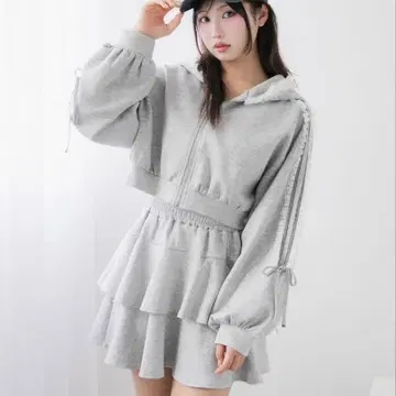 새상품급 dearmyloverose 사이드 라인 프릴 저리 셋업