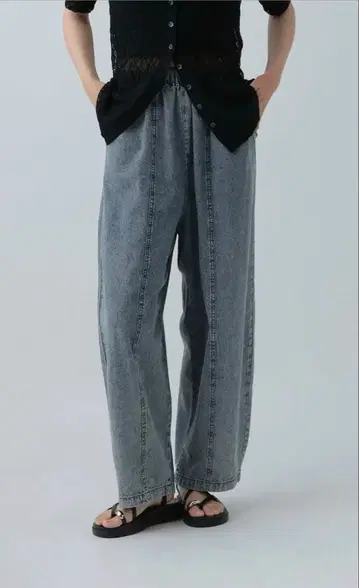 렙심 LEPSIM 이지 코쿤 데님 팬츠 인디고 오버다이
