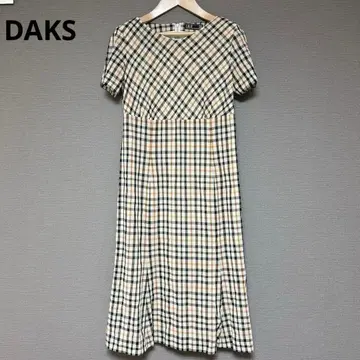 DAKS 울 플레어 원피스 체크 무늬 반팔 귀여운 일본제