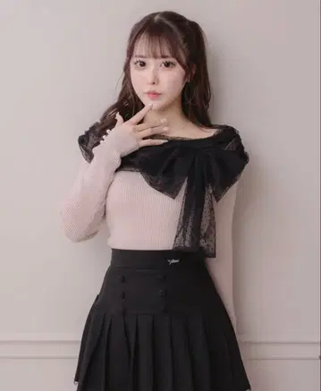 pium 튤 리본 니트