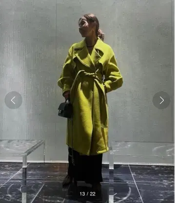 ameri vintage TRENCH LIKE MIDI COAT 라임