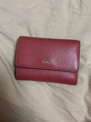 FURLA 3단 폴더형 지갑 레드 가죽