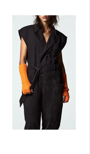 ZARA 벨트 포함 점프수트 올인원 블랙 L