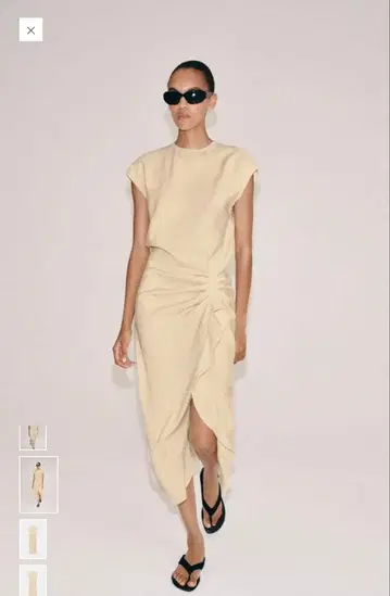 ZARA 프릴 디테일 미디 원피스 l