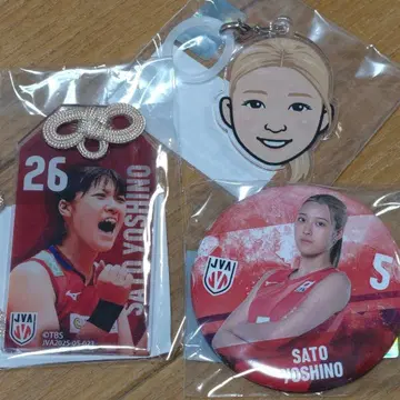 배구 일본 대표 여자 사토 요시노 캔뱃지 등 굿즈 3종 세트