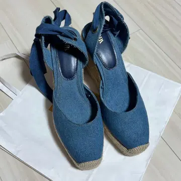ZARA 데님 레이스업 웨지솔 샌들