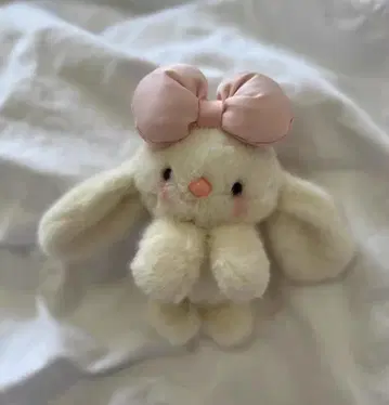 토끼 봉제 인형 핑크 리본 포함