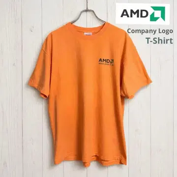 AMD DIRECTRON.COM 기업 로고 티셔츠 오렌지 XL 구제 의류