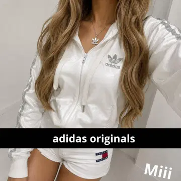 adidas originals 독특한 디자인 반짝이는 실버 라인 후드티