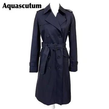 [ 새상품급 ] Aquascutum 더블 트렌치코트 8S 네이비 무지