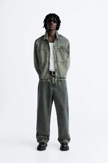 ZARA 인디고 BAGGY 데님 팬츠 W40