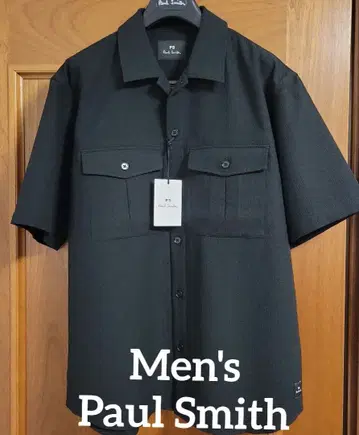 Men's Paul Smith XL 블랙 시어서커 원단 셔츠 칼라 블라우스