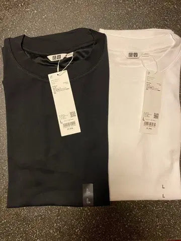 UNIQLO U 에어리즘 코튼 오버사이즈 T셔츠 2장 세트 L 사이즈