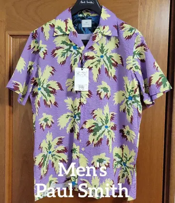 Men's Paul Smith M 꽃무늬 시어서커 원단 셔츠 칼라 블라우스