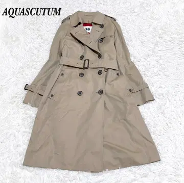 새상품급 AQUASCUTUM 더블 트렌치코트 라이너 포함 36 카키 베이지