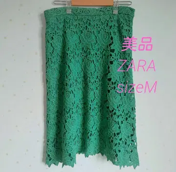 ZARA 자라 그린 레이스 새상품급 무릎 기장 스커트 봄/여름 그린