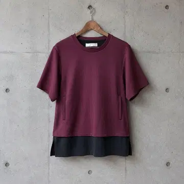 ETHOSENS 버건디 숏 슬리브 T셔츠 사이즈 1
