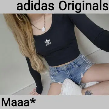 지금 초인기 adidas Originals 크롭 리브 긴팔 T