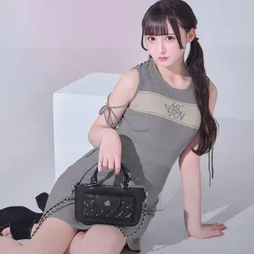 미셸 마카롱 로고 니트 슬리브리스 원피스 그레이 XS