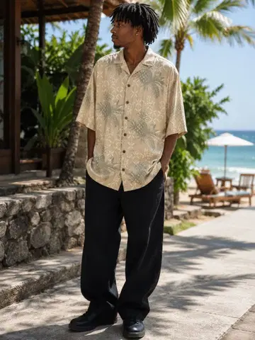 Tommy Bahama 실크 100% XXL 베이지 Y2K 올드