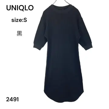 유니클로 UNIQLO 원피스 블랙 S 무릎 기장 멋스러운 긴팔