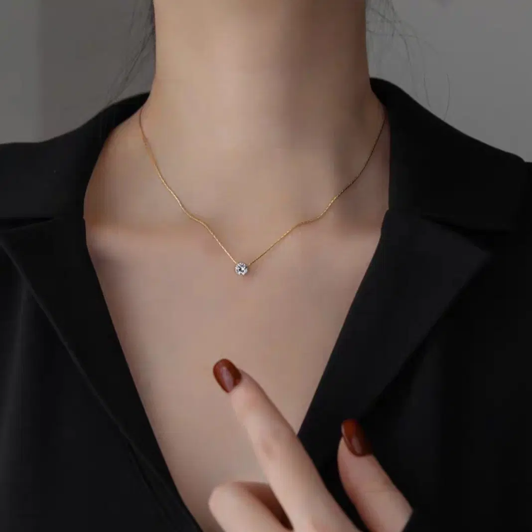 써지컬 스틸 큐빅 목걸이 미니 큐빅 레이어드 목걸이 데일리 핫템