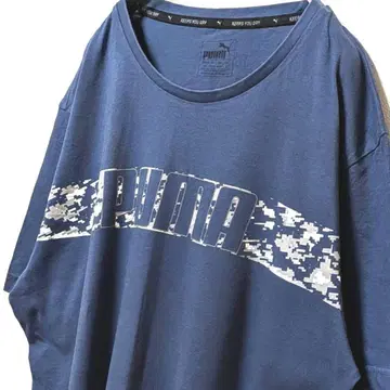 푸마 PUMA 로고 티셔츠 더스티 블루 파랑 네이비 L 구제 의류