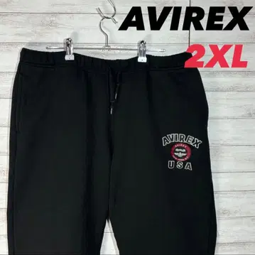 AVIREX 스웨트 팬츠 로고 자수 2XL 블랙