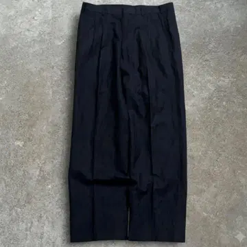 90s 린넨 슬랙스 투 턱 네이비