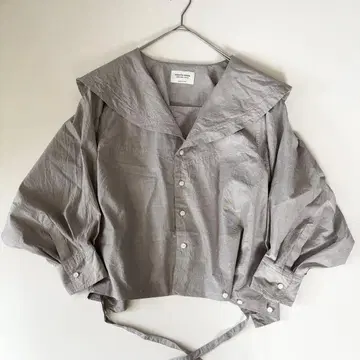 뷰티풀피플 빅 칼라 개더 블라우스 그레이 34 면실크